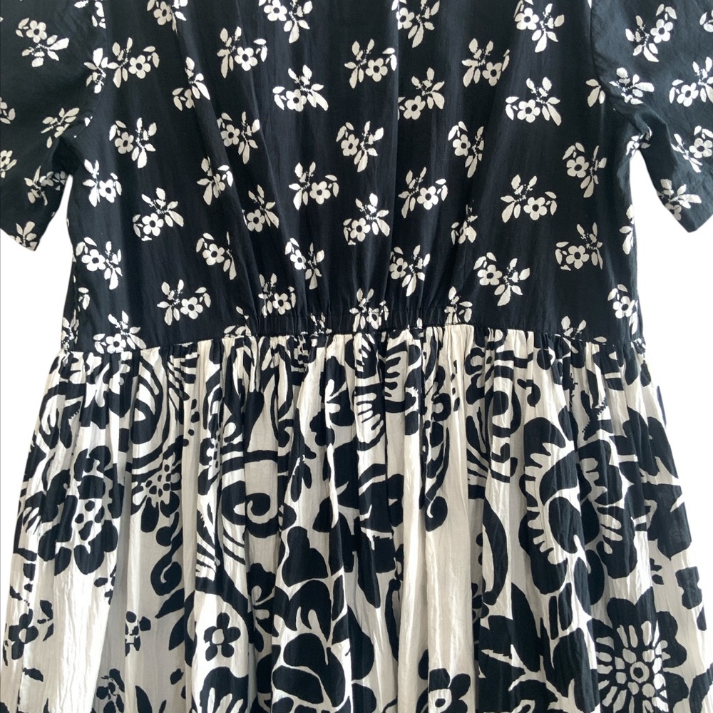 Vintage 90’s Phool Black White Wallpaper Print Cotton Dress Women’s Size XLarge - Picture 5 of 16